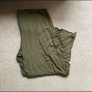 Wide leg, olive pants.